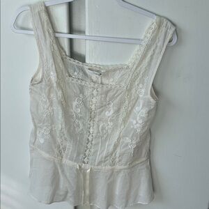 Zara Cream Lace Detail Top